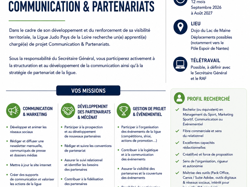 Image de l'actu 'Rejoignez la Ligue Judo Pays de la Loire en alternance !'